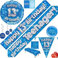 Blue 13th & Happy Birthday Party Decoration Teenager Bunting Banner Balloons Age