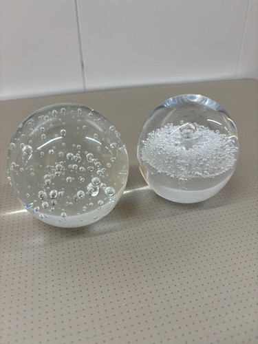 Two glass paper weights - glass,