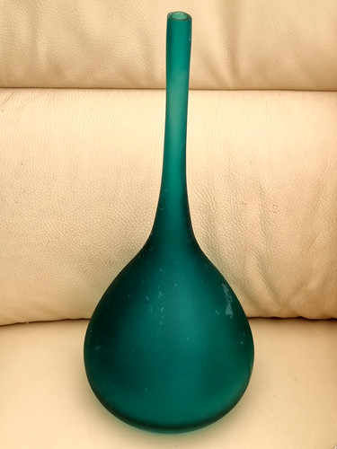 Large blue satin hand blown - satin,