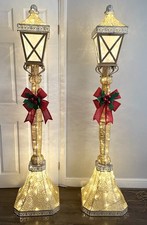 2 x CHRISTMAS Lanterns LAMP POSTS, 6ft Indoor Outdoor Led lights, gold silver