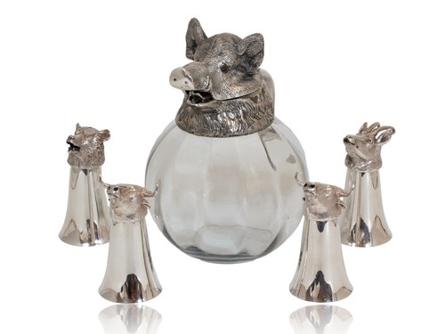 Boar head decanter with - head,