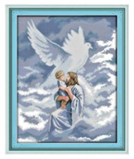 Jesus and Angel Counted Cross