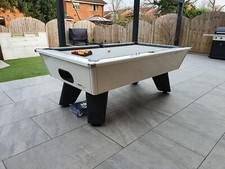 Gloss white cry wolf pool table - white trim black legs