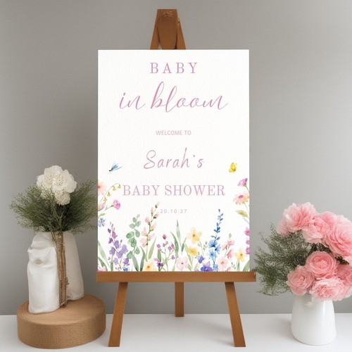 Baby shower welcome - shower, sign,