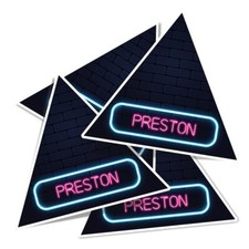 4x Triangle Vinyl Stickers Neon Sign Design Preston City England #350232