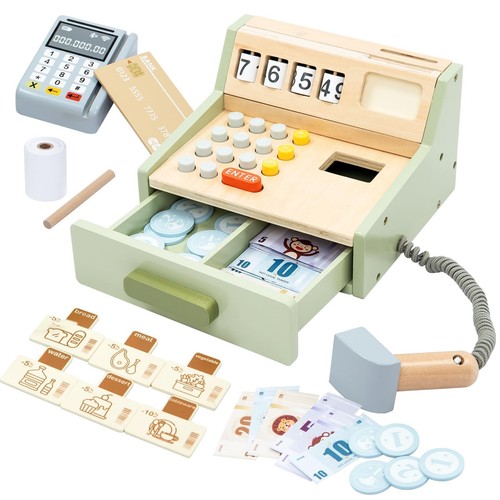 Wooden toy cash register for - wooden,