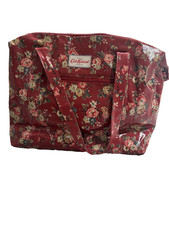 Cath Kidston Large Floral Zip Bag Burgundy Red Oilcloth New