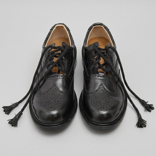 Black leather ghillie brogues - black,
