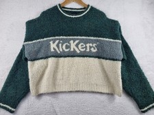 Kickers Classics Womens Green & Cream Long Sleeved Jumper Size Large