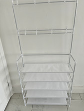 New 5-Tier Coat Hat Stand with 8 Hooks & l Shoe Rack  Hanger white