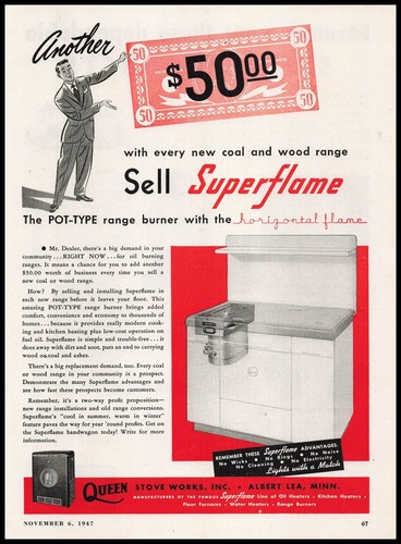 1947 queen stove works - stove, albert