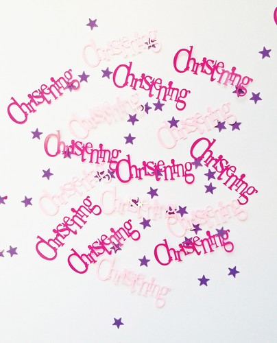 Pink christening table - christening,