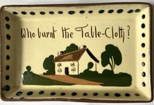 Vintage Watcombe Devon Motto Ware 'Who Burnt The Table Cloth?' Soap/Pin Dish