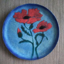 10" Copper Enamel Flowers Handmade Wall Plate Jim Millar Achill Island Ireland