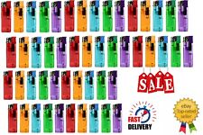 ELECTRONIC LIGHTERS – PACK OF 50 ADJUSTABLE FLAME CHILD-SAFE DESIGN MIXED COLOUR
