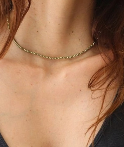 Natural pyrite beaded necklace - natural,
