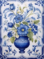 Tile Mural Flowers Floral Design Kitchen Bathroom Wall Backsplash Marble Ceramic