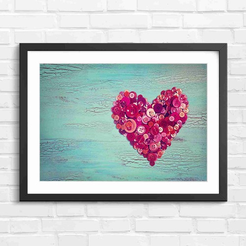 Red button heart - button,