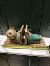 Wooden Teddy Bear Bookends 17cm Height Nursery Decor