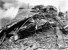 Smashed wooden carriages Sanyo