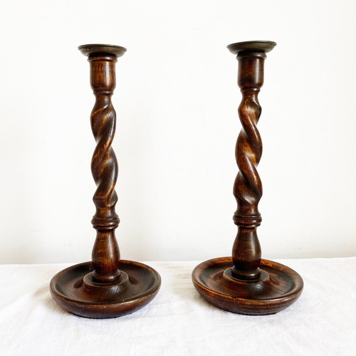 Antique pair wooden barley - wooden,