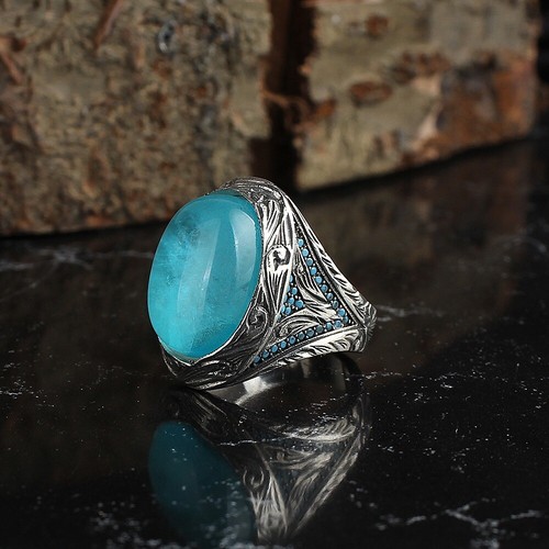 Tourmaline men silver ring - tourmaline,