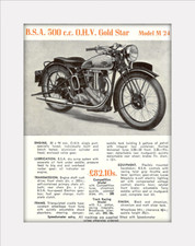 BSA GOLDSTAR retro Ad Vintage