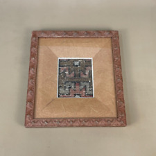 Antique Framed Kilim Carpet Fabric Patch Fragment Picture Pattern Frame Wall Art