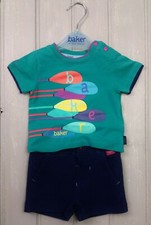 TED BAKER Baby Boys Clothes Navy Shorts & Logo T-Shirt Outfit 0-3 Months Ex Con