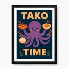 Tako time art print framed - tako,