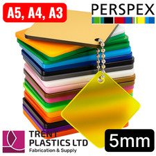 5mm Perspex Acrylic Sheet Coloured, Tinted, Frosted, Mirror A5 A4 A3 Cut to Size