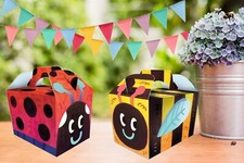 Ladybird OR Bumble Bee Childrens Party Gift Boxes Garden Insects Picnic Food Box