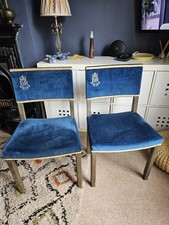 Pair of Elizabeth II Siver Jubilee Chairs - Limed Oak and Blue Velvet
