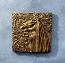 Mari Lwyd unique OOAK relief sculpture Art Plaque folklore gothic Cymric Art
