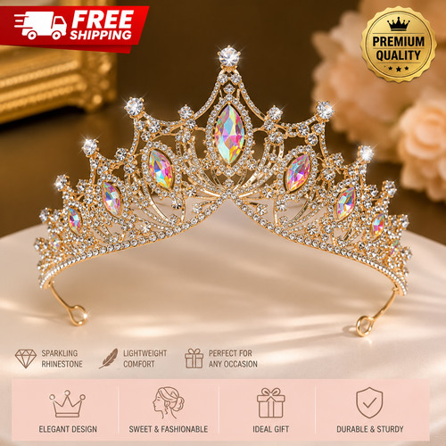 Women crystal rhinestone tiara - rhinestone,