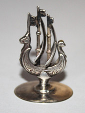 Vintage Solid 835 Silver Dutch Galleon Boat Ornament/Menu Holder 1950-60s