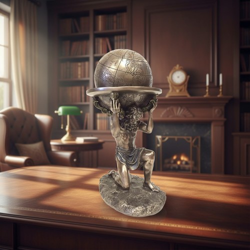 Cold cast bronze atlas statue - bronze,