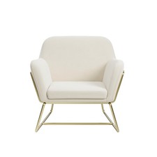 Charles Velvet Cream Armchair Comfortable&Relaxed Seating with Brushed Gold Legs