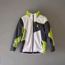 UNISEX TEEN SPYDER Skiing Jacket Size 14 White Black Green Excellent Used Cond