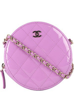 CHANEL PURPLE 2019 ROUND QUILTED PATENT LEATHER SHOULDER BAG