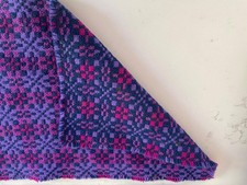 Set Of Six 6 Vintage Welsh Woven Wool Tapestry Placemats 60s 70s Purple Blue