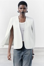 Zara White Cape Blazer