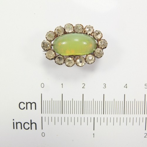 Antique brooch green clear - antique,