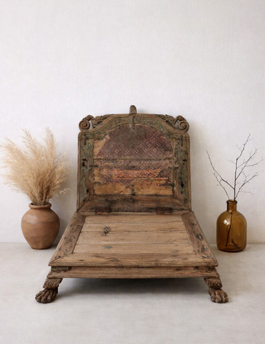 Antique carved wooden bench - carved,