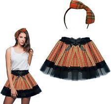 Tartan Tutu with Lace Trimming Bow Headband Scottish Burns Fancy Dress Outfit