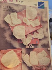 Phildar 8761 Knitting Pattern Vintage Used Pre-baby Hats Bootees Mitts 4ply
