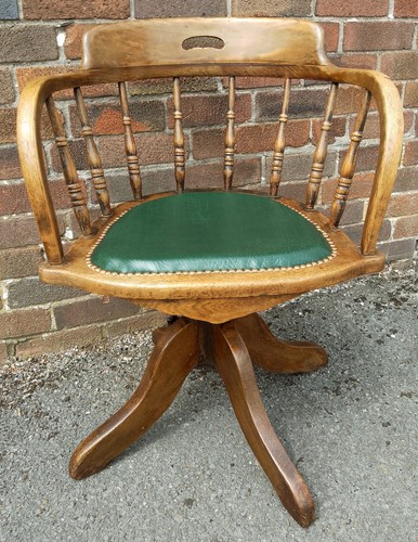 Vintage oak captains swivel - vintage,