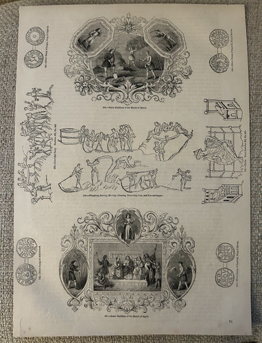 Antique print saxon farming - antique,