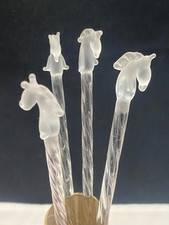 4 OPAQUE GLASS HORSE COCKTAIL