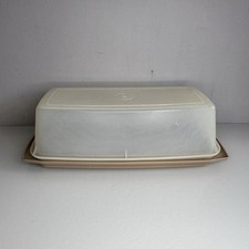 Large Vintage Tupperware Beige Rectangular Cheese Storage/Butter Dish 70s 80s